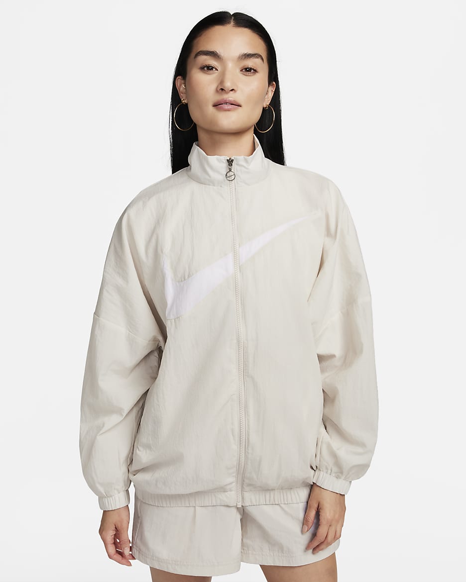 เสื้อแจ็คเก็ตแบบทอผู้หญิง Nike Sportswear Essential - Light Orewood Brown/ขาว