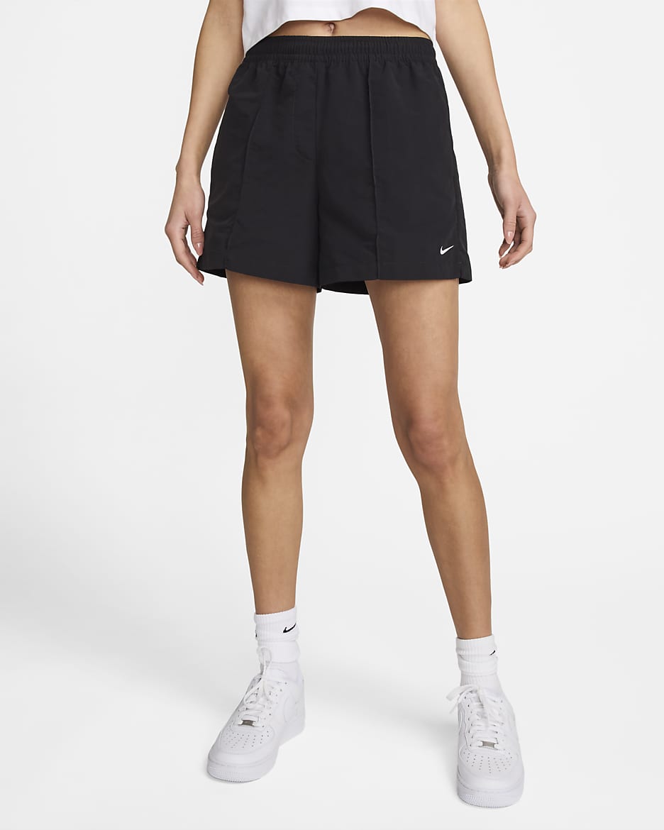 Nike Sportswear Everything Wovens Pantalón corto de talle medio de 13 cm - Mujer - Negro/Blanco