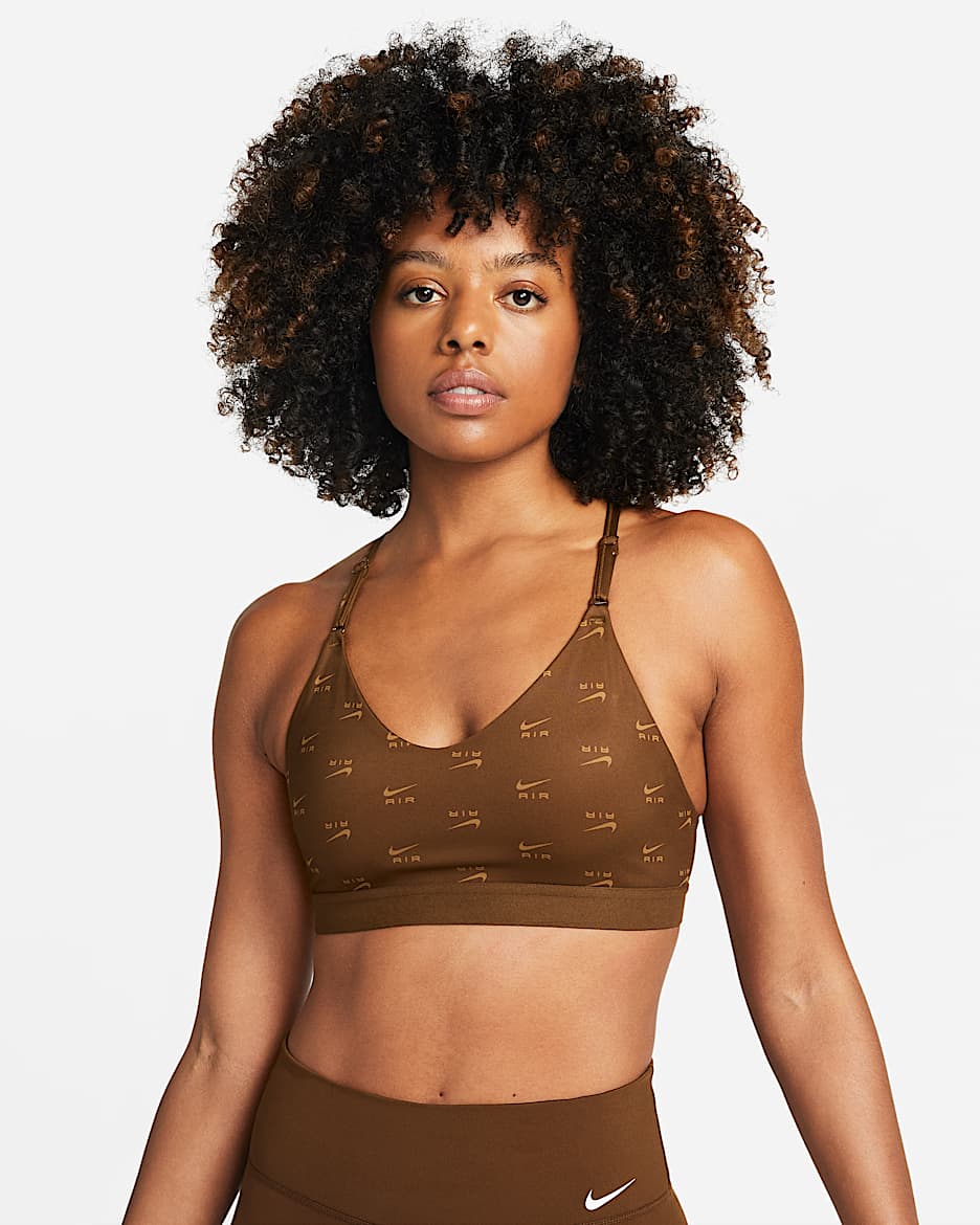 Nike Air Indy Women's Light-Support Non-Padded Printed Sports Bra - Cacao Wow/Ale Brown