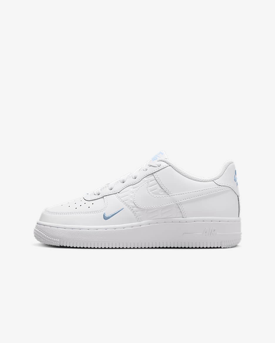 Nike Air Force 1 Older Kids' Shoes - White/Light Armoury Blue