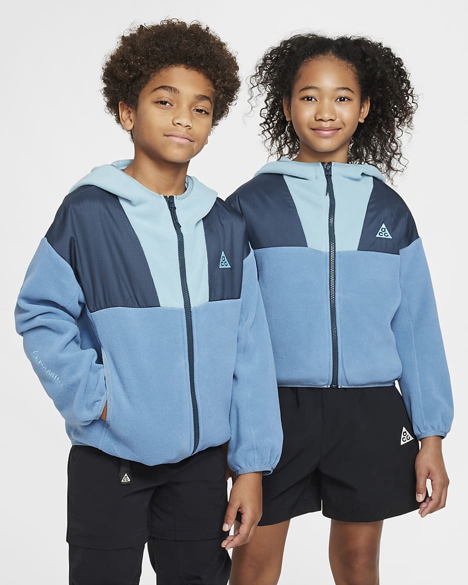 Nike ACG 'Wolf Tree' Older Kids' Hoodie - Aegean Storm/Denim Turquoise/Armoury Navy/Baltic Blue