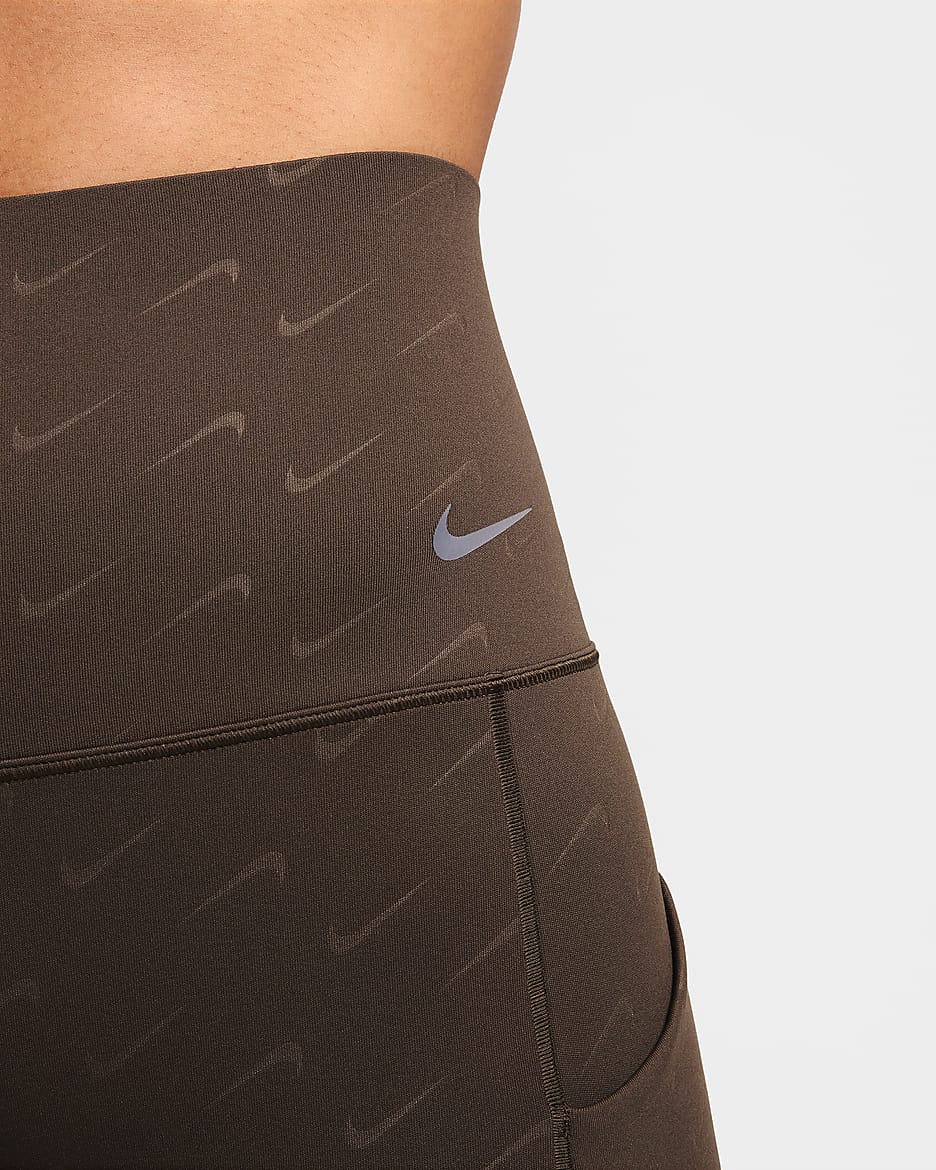 Legging imprimé 7/8 taille haute et maintien normal avec poches Nike Universa pour femme - Baroque Brown/Noir