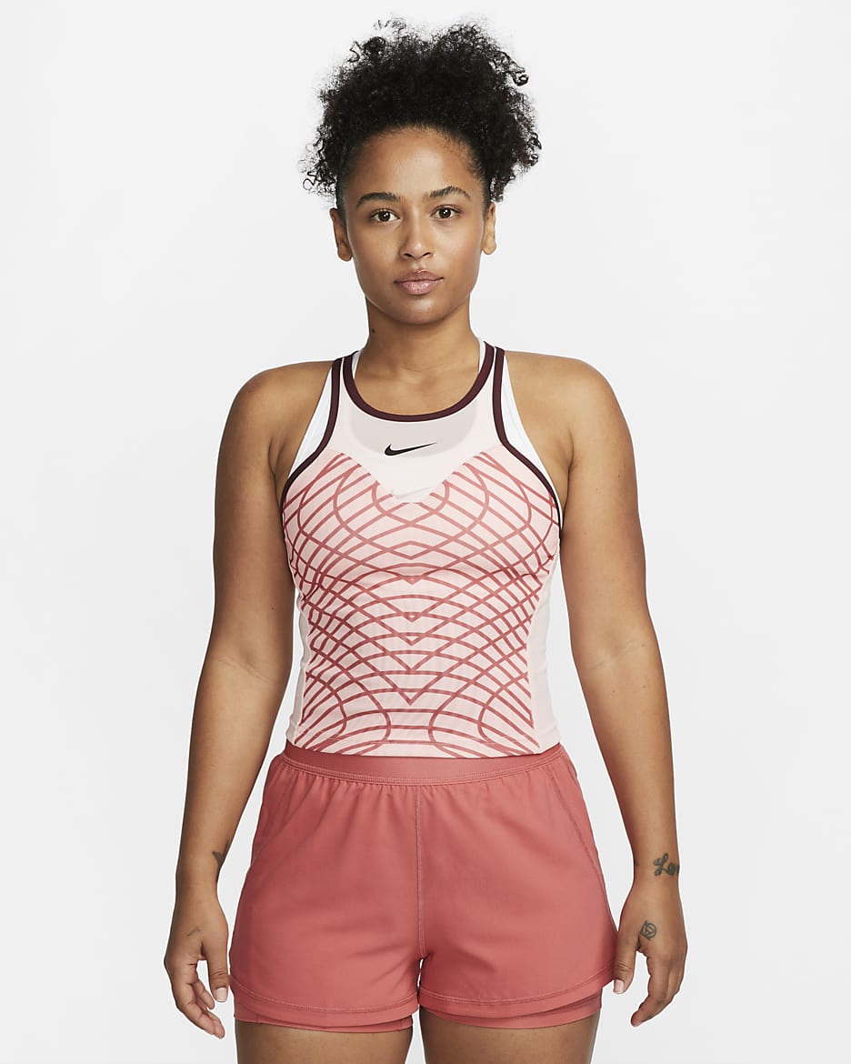 เสื้อกล้ามผู้หญิง NikeCourt Dri-FIT Slam - Pink Bloom/Night Maroon/ดำ
