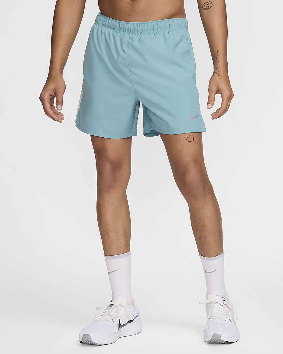 Nike Challenger Dri-FIT hardloopshorts met binnenbroek voor heren (13 cm) - Denim Turquoise/Glacier Blue/Zwart