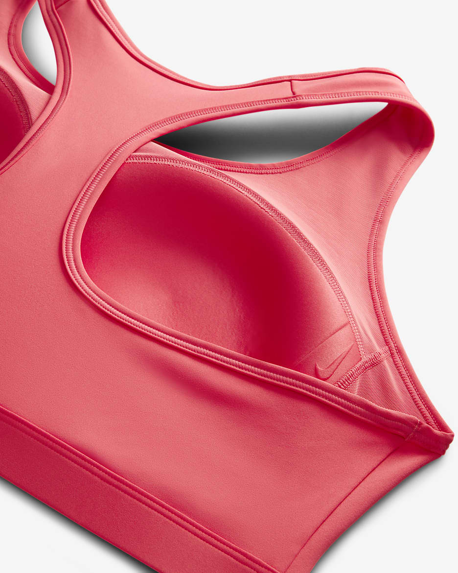 Bra deportivo con almohadillas para mujer (talla grande) Nike Swoosh Medium Support - Rosa margarita/Blanco