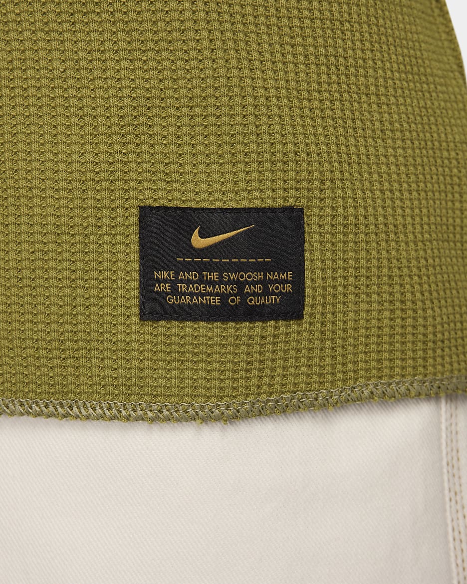 Nike Life schweres Langarm-Oberteil mit Waffelstrick für Herren - Pacific Moss/Neutral Olive/Pacific Moss