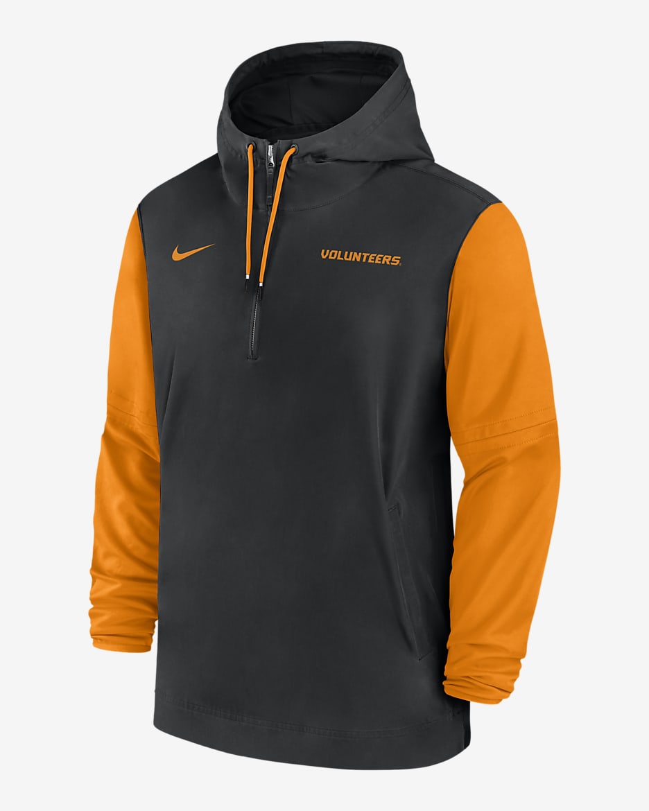 Tennessee Volunteers Sideline Pre-Game Player Men's Nike College 1/2-Zip Hooded Jacket - Black