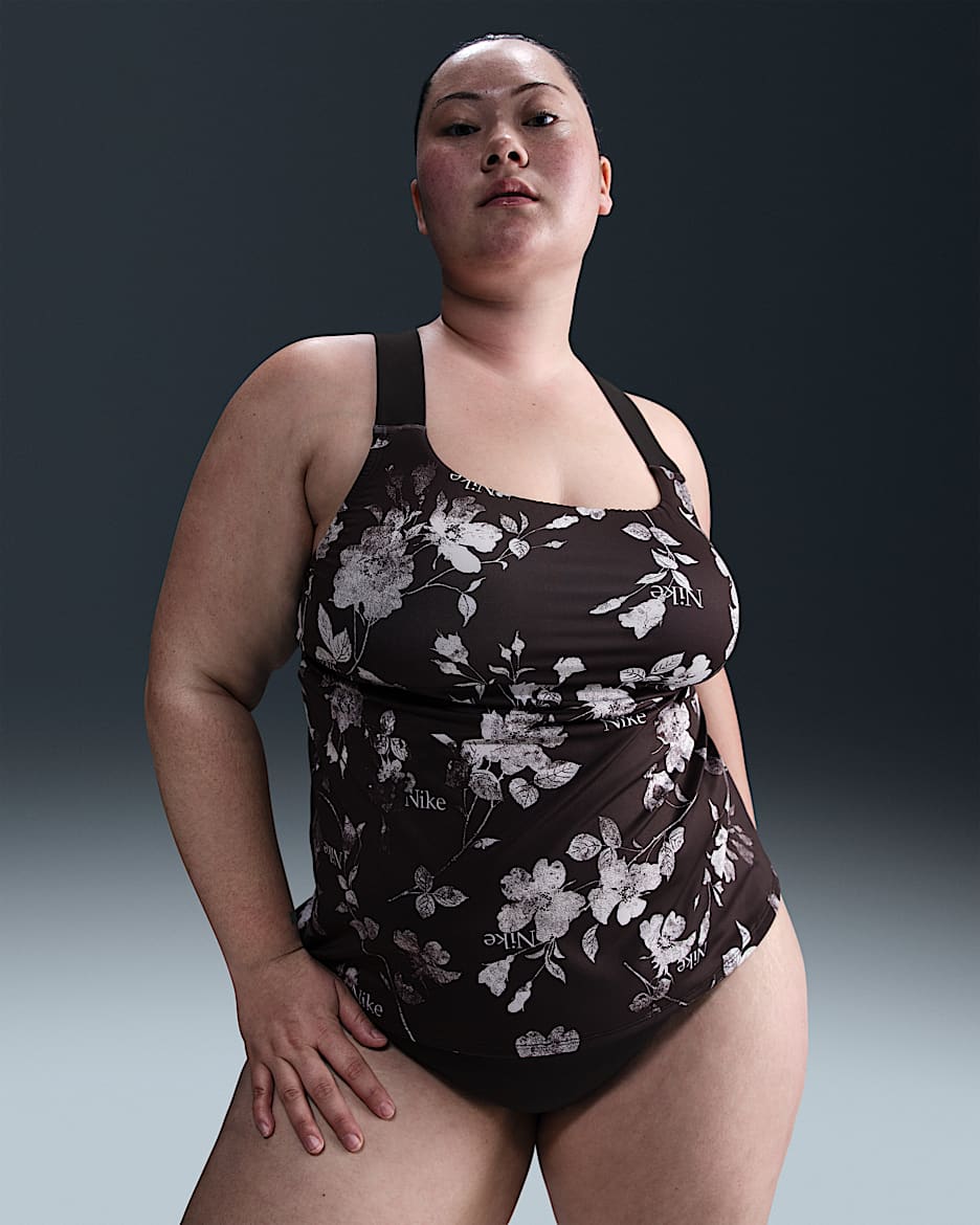 Tankini de cuello en forma de U EXT para mujer Nike Swim Essential - Negro