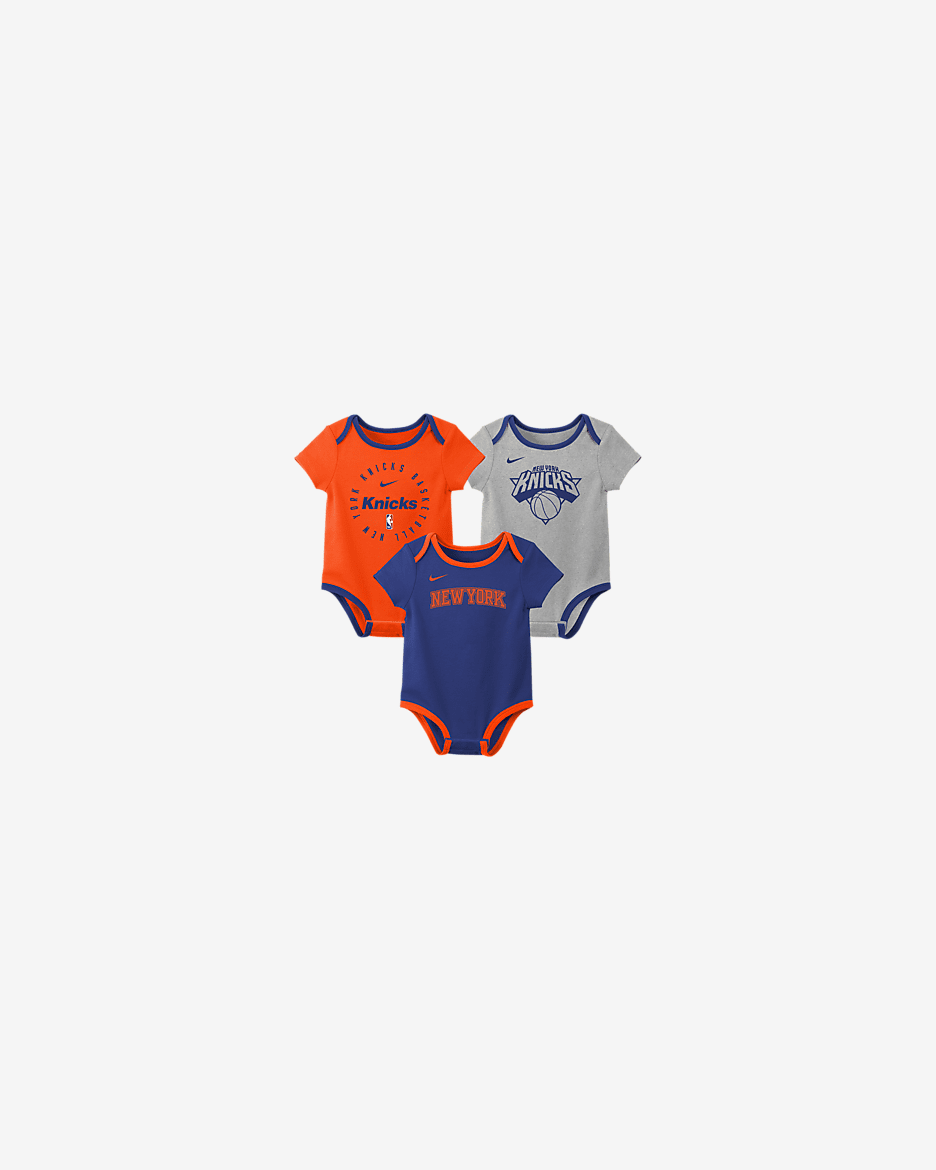Conjunto de body de la NBA Nike para bebé (3 piezas) New York Knicks - Naranja team