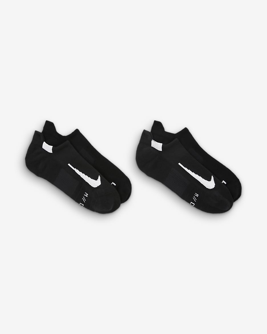 Nike Multiplier Running No-Show-Laufsocken (2 Paar) - Schwarz/Weiß