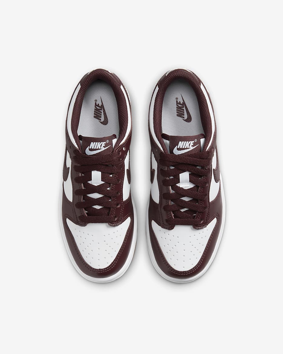 Nike Dunk Low Big Kids' Shoes - White/Gum Light Brown/Burgundy Crush