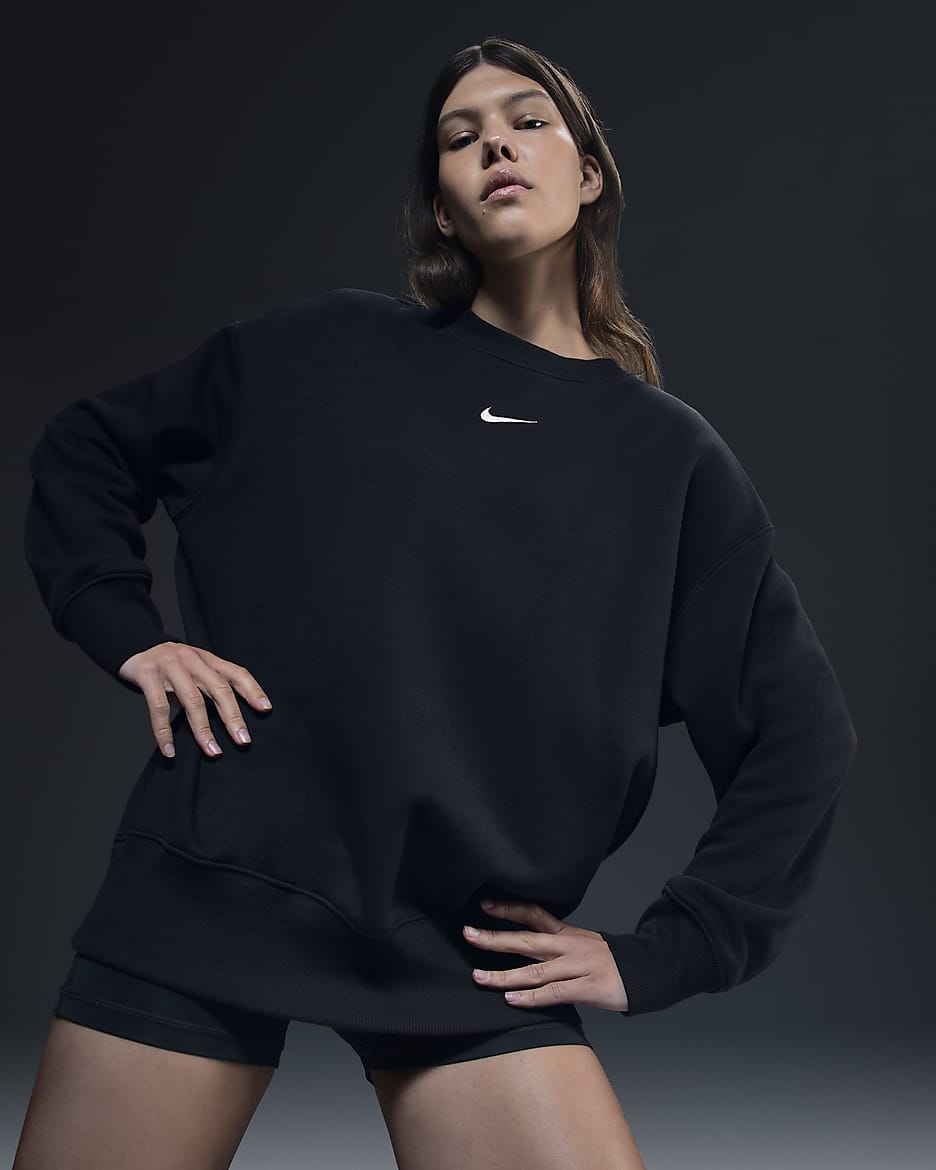 Nike Sportswear Phoenix Fleece Women's Oversized Crew-neck Sweatshirt - Black/Sail