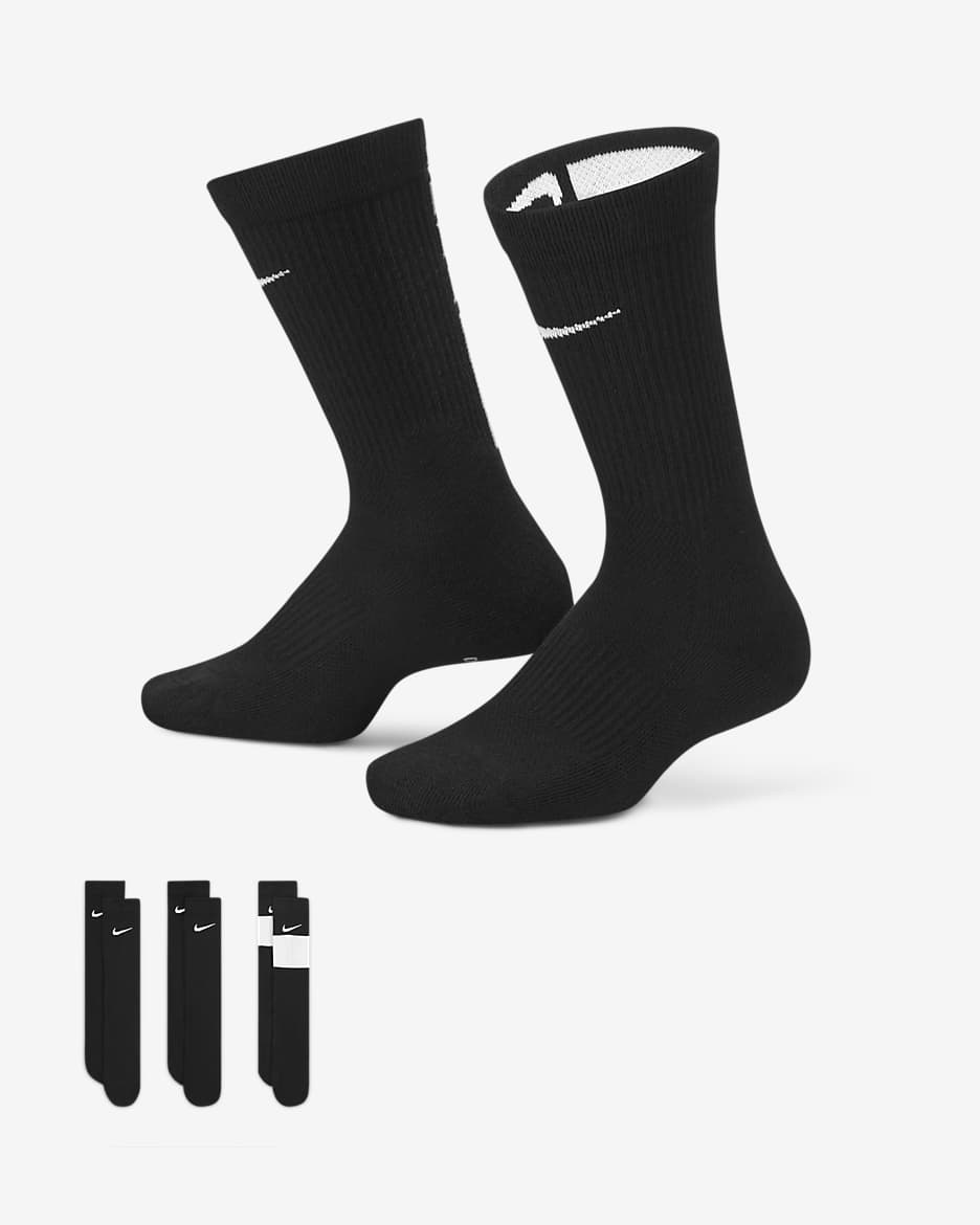 Calcetines largos de básquetbol para niños Nike Elite (3 pares) - Negro/Blanco