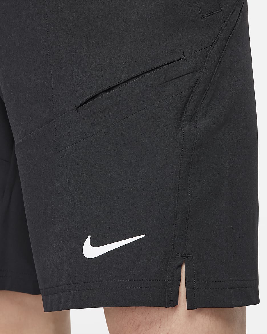 กางเกงเทนนิสขาสั้น 7 นิ้วผู้ชาย Dri-FIT NikeCourt Advantage - ดำ/ดำ/ขาว