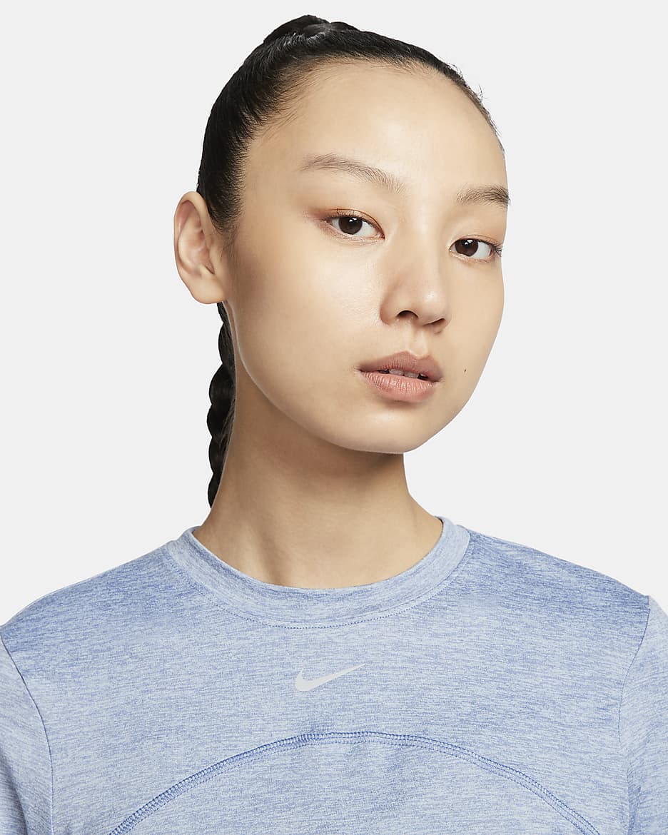 Nike Dri-FIT Swift Element UV Women's Crew-Neck Running Top - Light Armory Blue/Ashen Slate/Heather