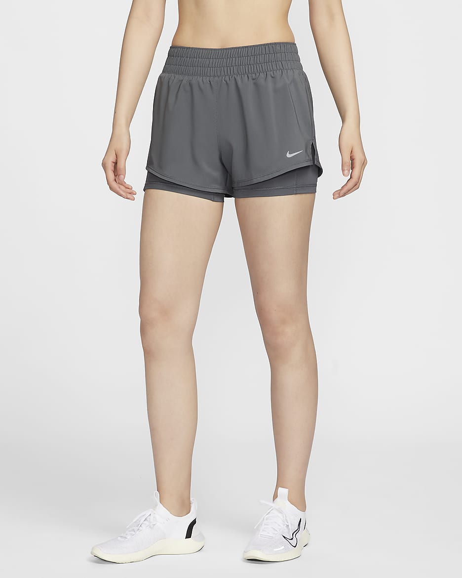 Nike Dri-FIT One Women's Mid-Rise 8cm (approx.) 2-in-1 Shorts - Iron Grey