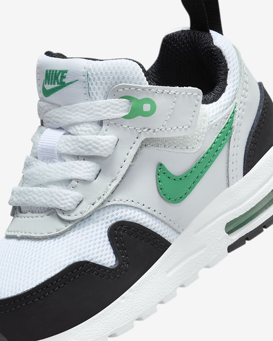 Air Max 1 EasyOn sko til sped-/småbarn - Hvit/Pure Platinum/Svart/Stadium Green