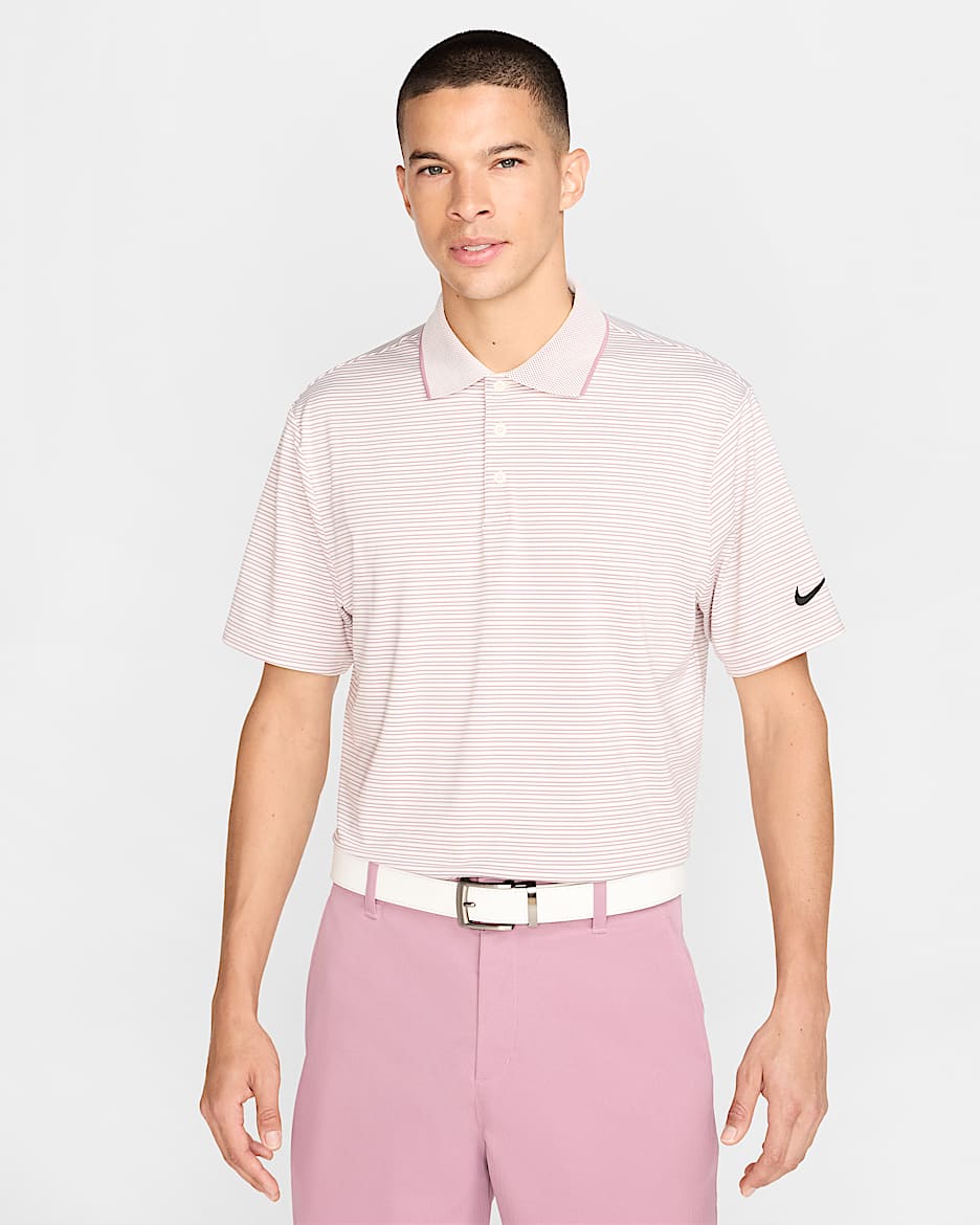 Polo de golf a rayas Dri-FIT para hombre Nike Tour - Marfil pálido/Negro