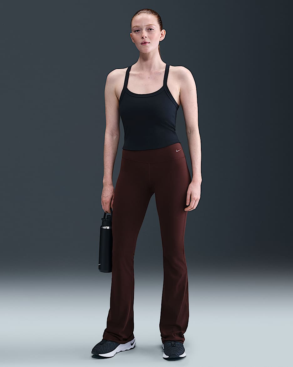 Nike Zenvy Women's High-Waisted Flared Leggings - Burgundy Crush/Black