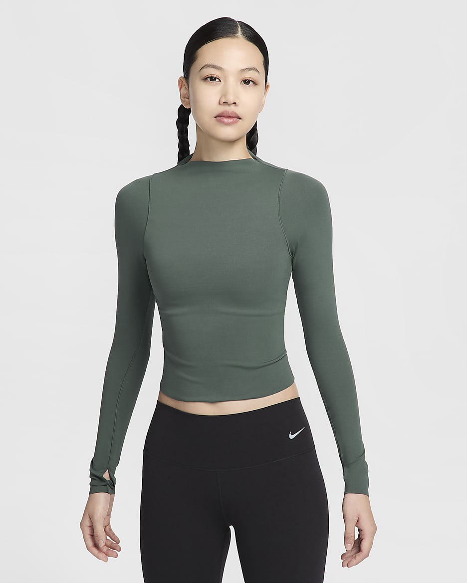 ナイキ ゼンビー ウィメンズ Dri-FIT ロングスリーブ トップ - ビンテージグリーン/ホワイト