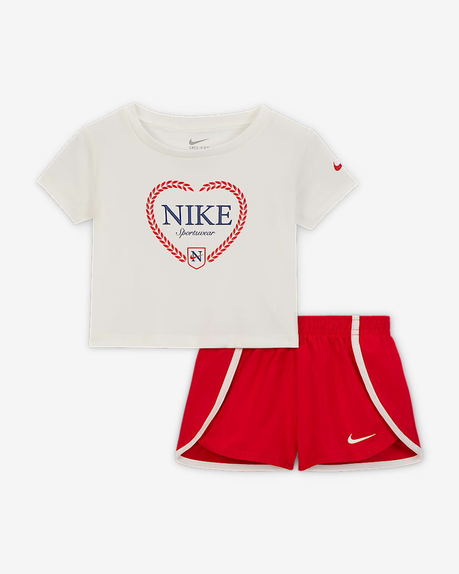 Nike Dri-FIT Game, Swoosh, Match! Conjunto de 2 piezas de un solo color para bebé - Rojo universitario