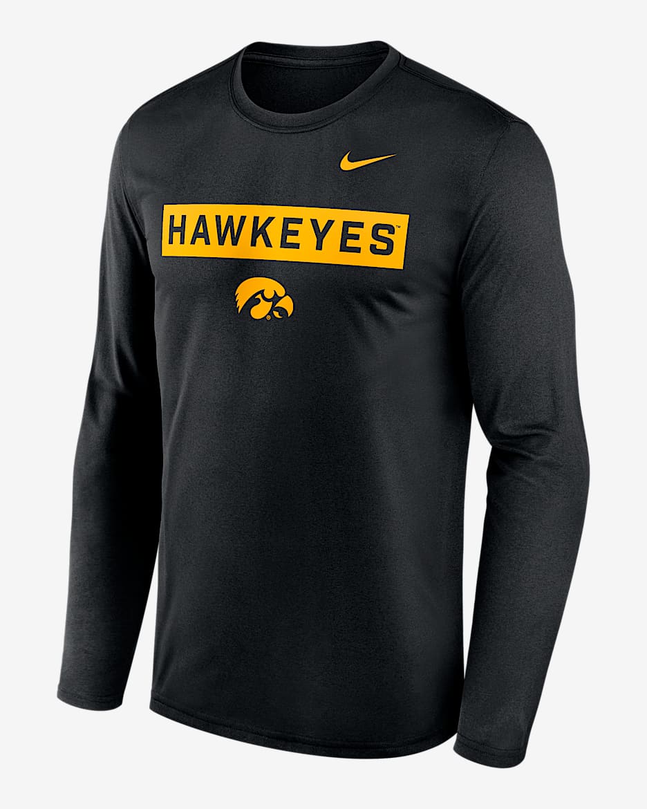 Playera de manga larga universitaria Nike Dri-FIT para hombre Iowa Primetime Legend 2-Hit - Negro