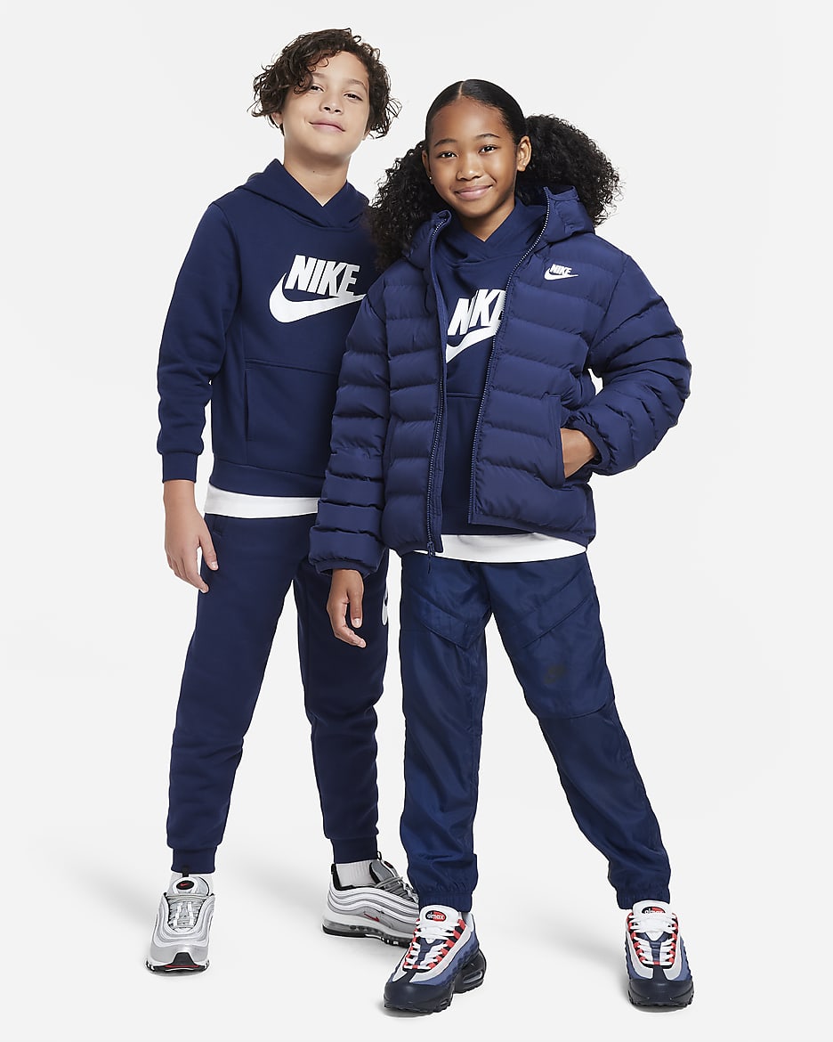 Sudadera con gorro para niños talla grande Nike Sportswear Club Fleece - Azul marino medianoche/Blanco