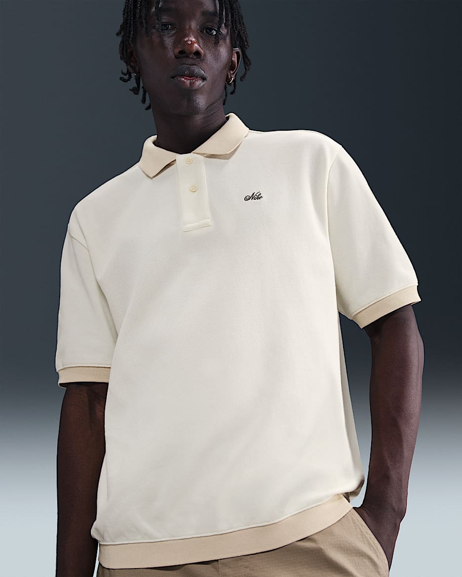 Nike Life Men's Heavyweight Polo - Sail/Light Khaki/Medium Olive