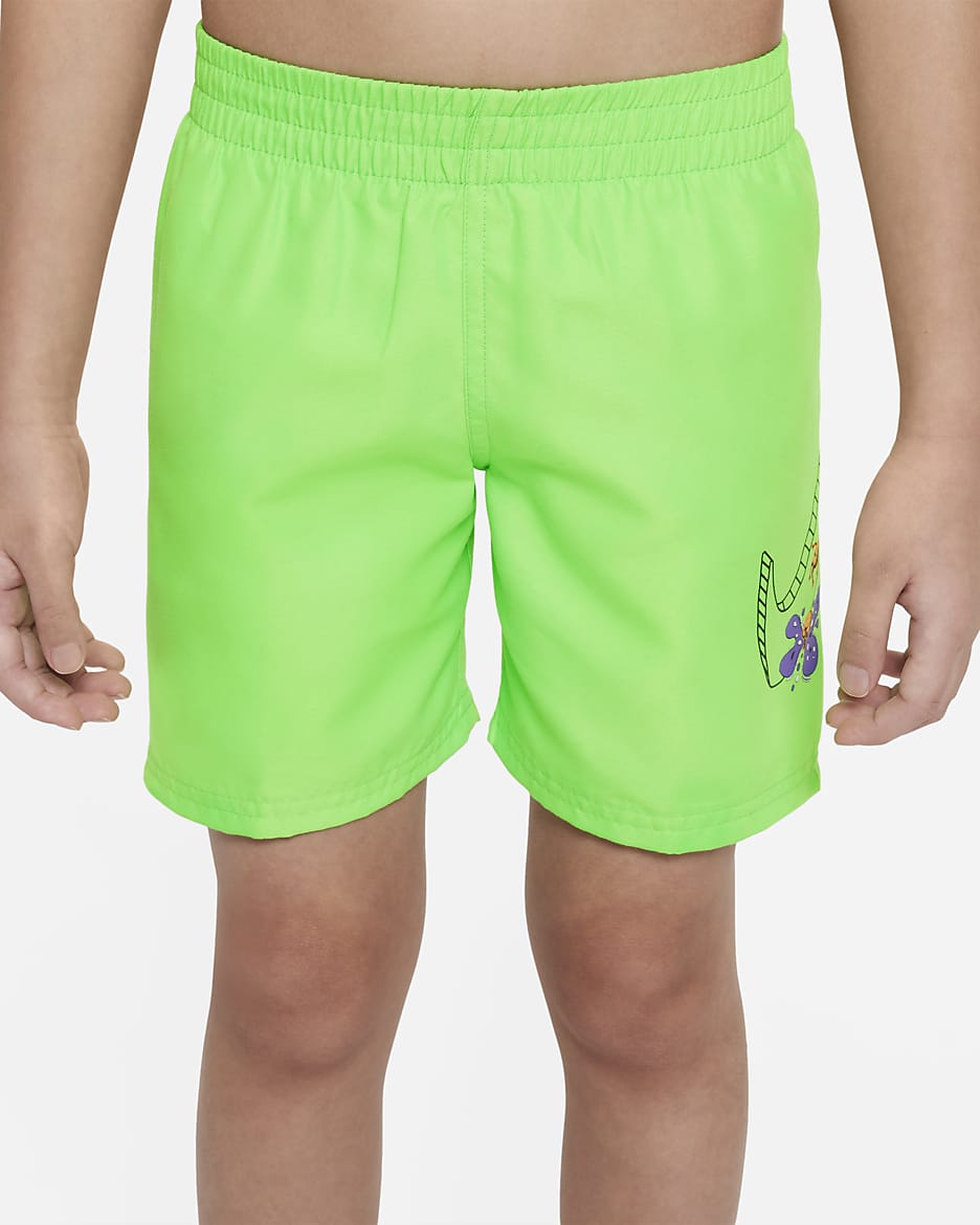 Traje de baño tipo short de vóleibol de 13 cm para niños talla pequeña - Verde strike