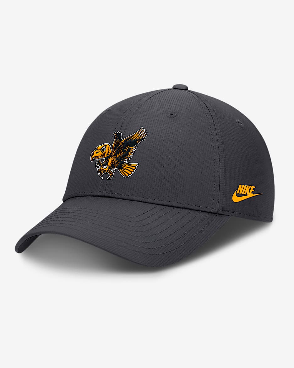 Iowa Hawkeyes Core Rise Vault Men's Nike Dri-FIT College Adjustable Hat - Charcoal