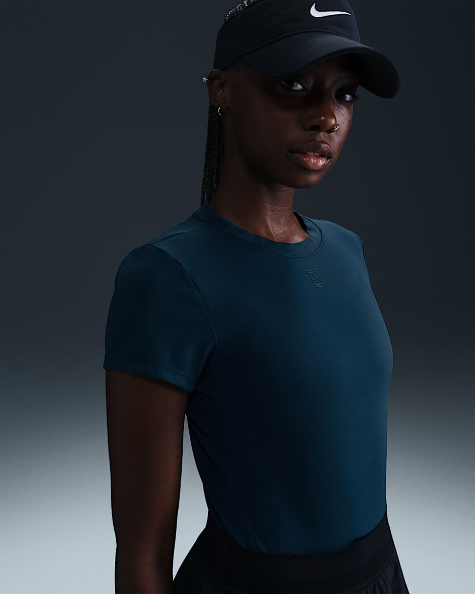 Haut de tennis à manches courtes Dri-FIT NikeCourt Advantage pour femme - Armory Navy/Armory Navy
