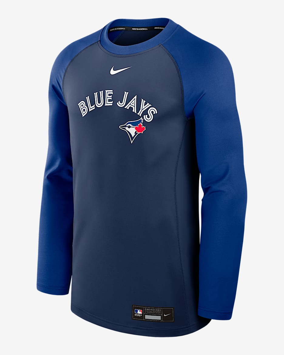 Toronto Blue Jays Authentic Collection Game Time Men's Nike Dri-FIT MLB Pullover Crew - Navy
