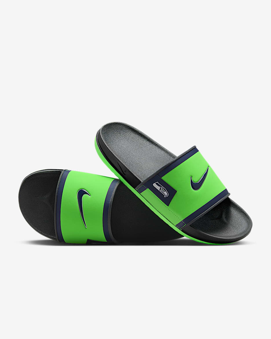 Chanclas Offcourt Nike Offcourt (Seattle Seahawks) - Verde acción/Gris humo oscuro/Azul marino universitario