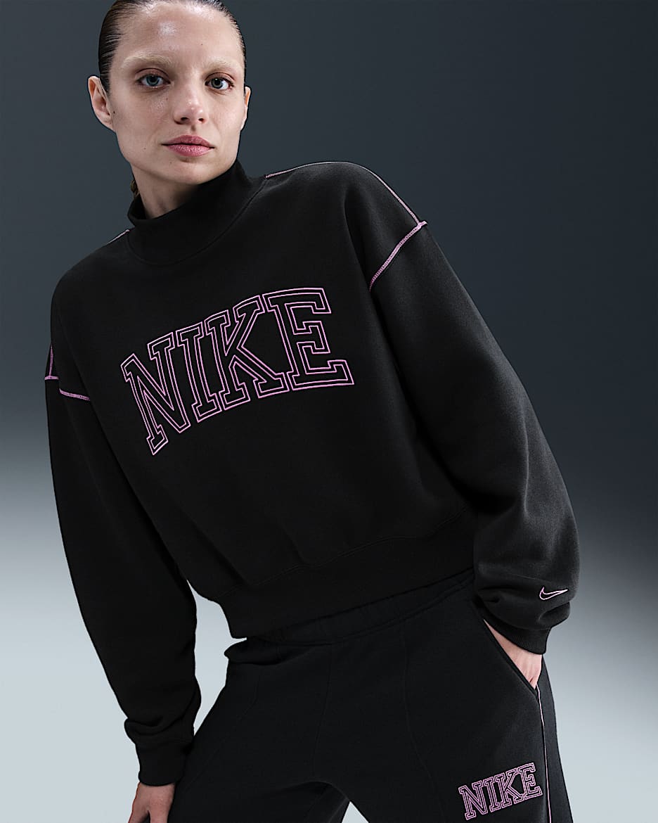 Nike Sportswear Phoenix Fleece Women's Mock-Neck Sweatshirt - Black
