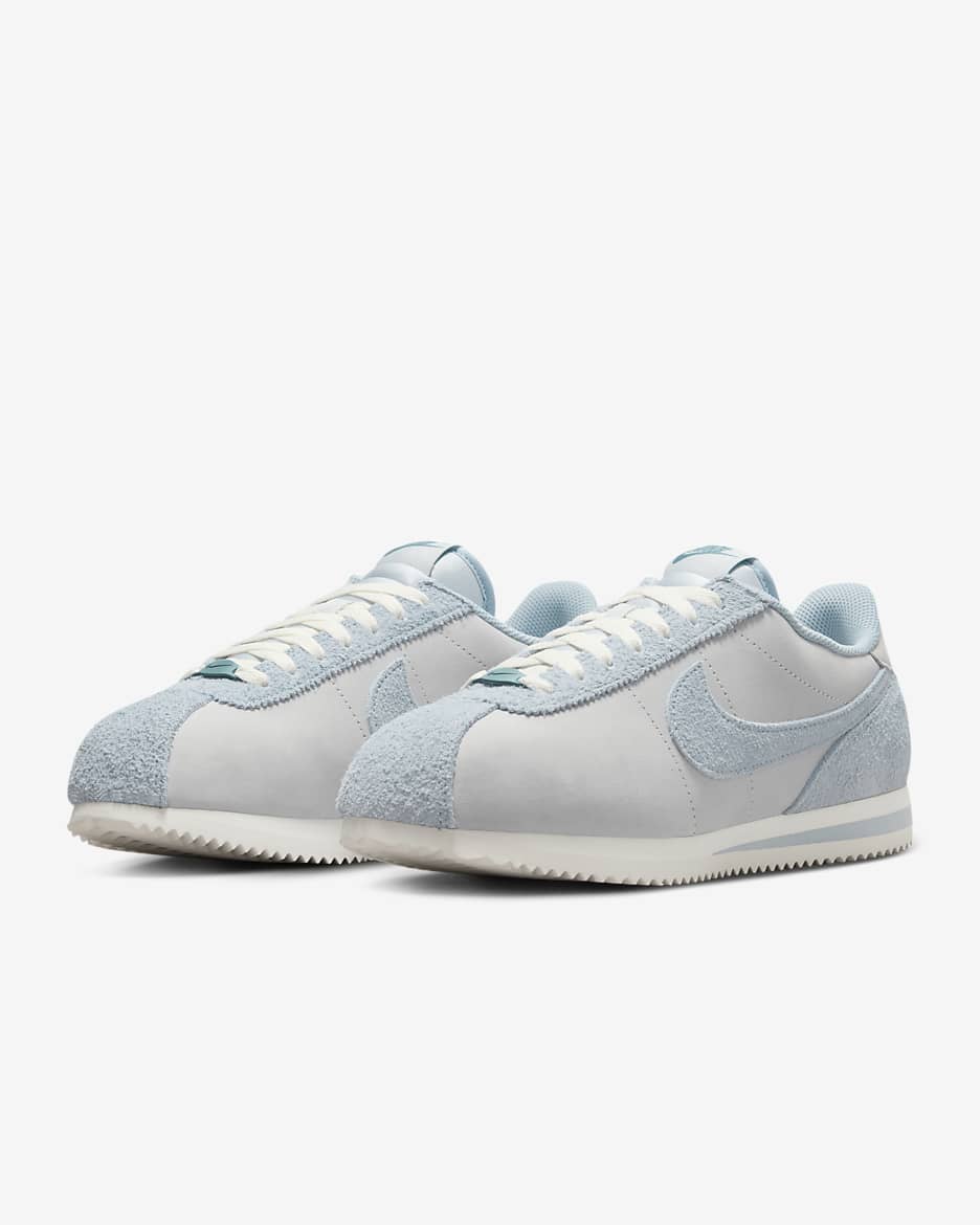 Nike Cortez Premium Leather Women's Shoes - Pure Platinum/Denim Turquoise/Sail/Light Armory Blue