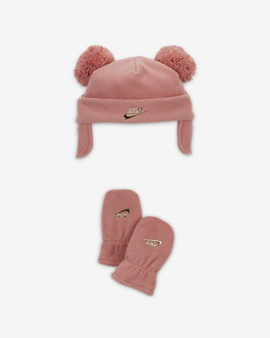 Ensemble deux pièces avec bonnet Nike Two-Pom Peak Baby Trapper Set pour bébé - Red Stardust