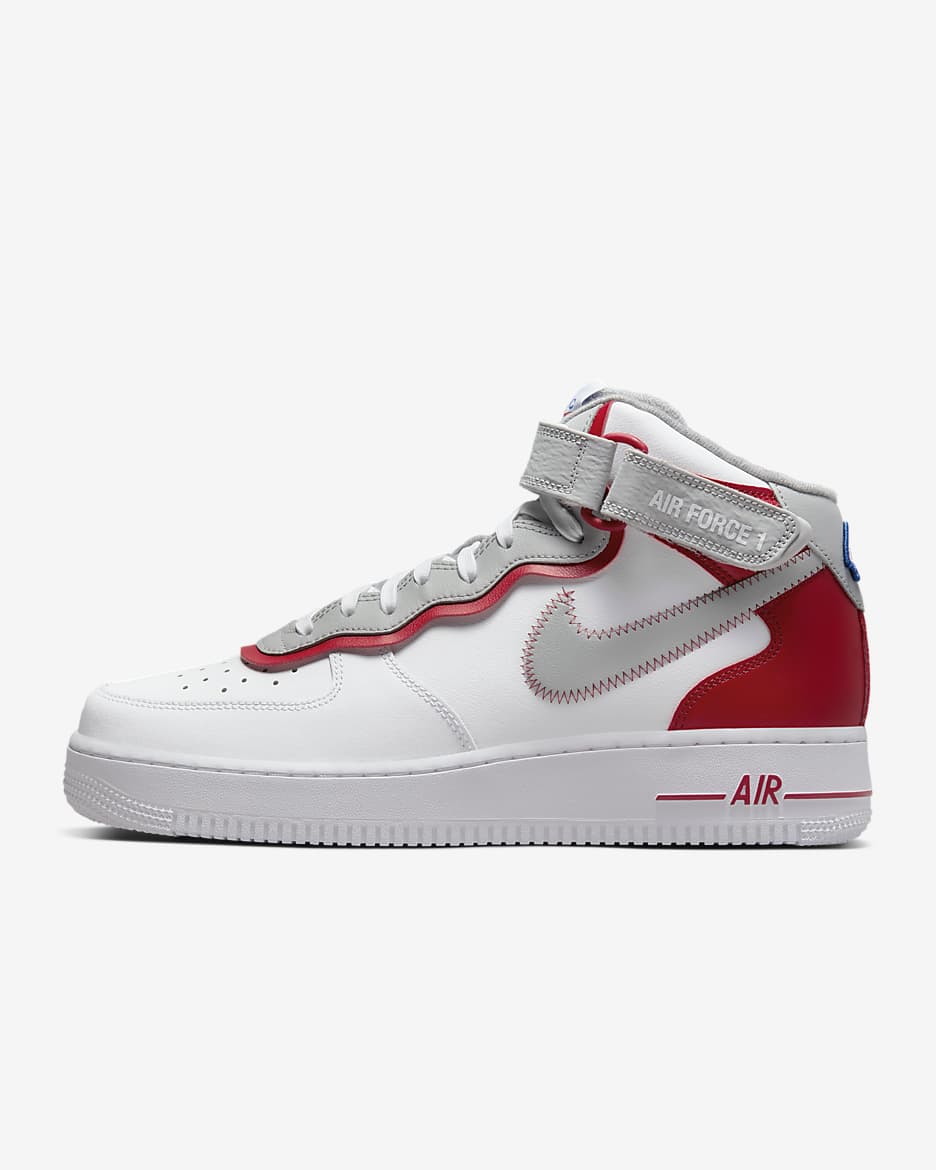 Calzado para hombre Nike Air Force 1 Mid '07 LV8 - Blanco/Rojo gimnasio/Blanco/Gris humo claro