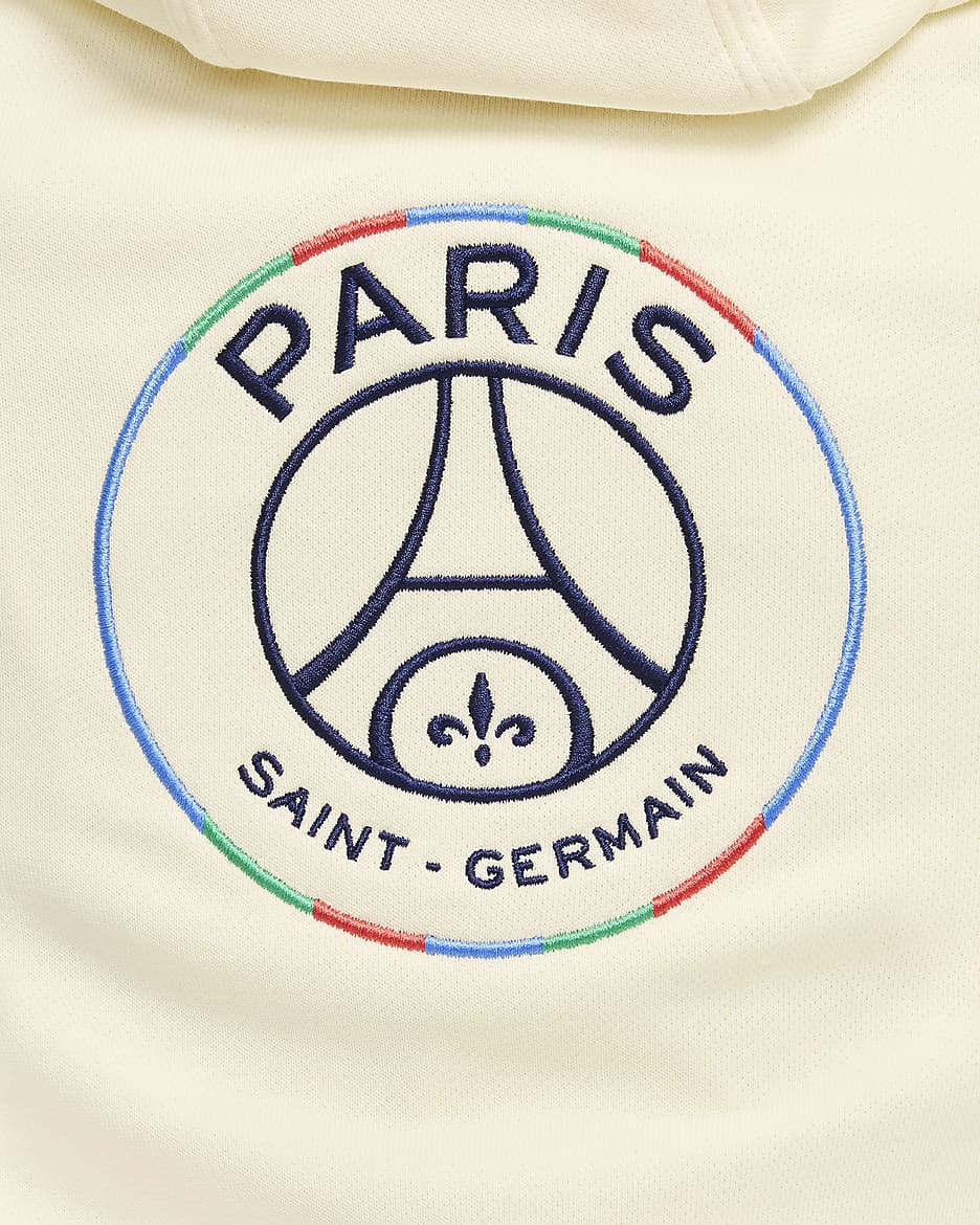 Paris Saint-Germain Club Big Kids' (Boys') Nike Soccer Pullover Hoodie - Coconut Milk/Midnight Navy