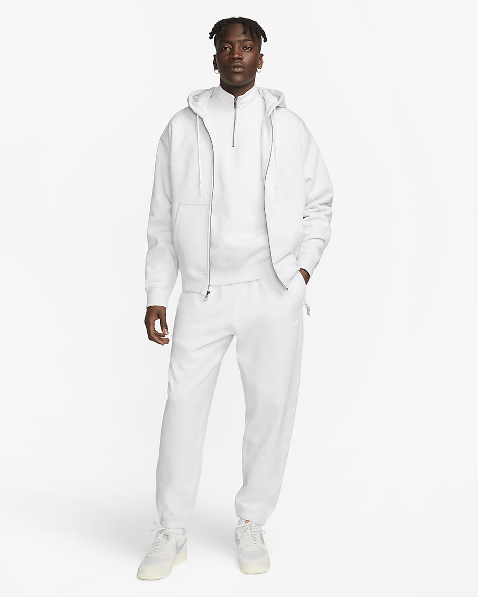 Nike Solo Swoosh Men's Full-Zip Hoodie - Birch Heather/White