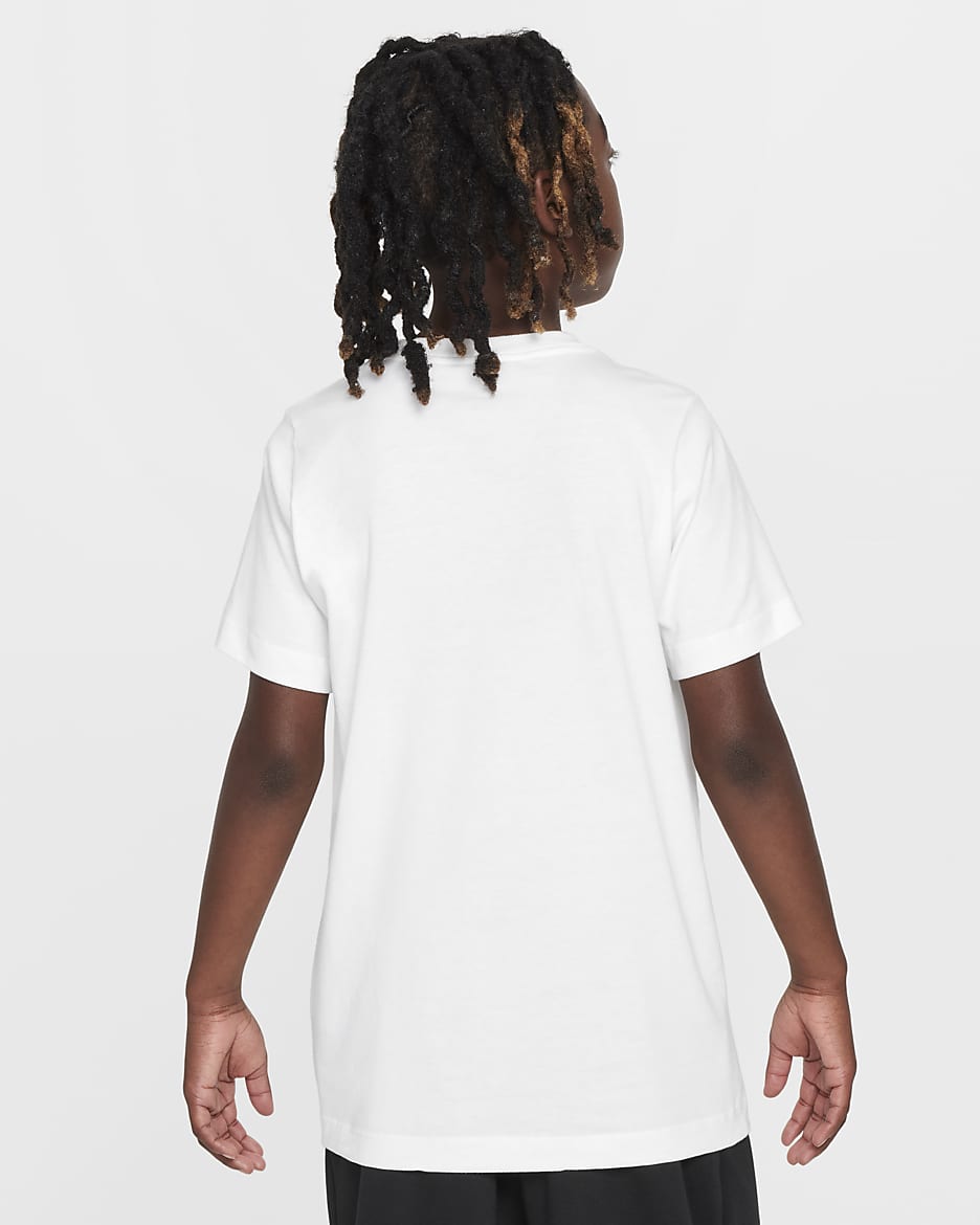 Nike Sportswear Big Kids' Crew-Neck T-Shirt - White/Volt