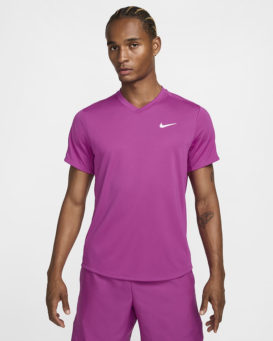 NikeCourt Dri-FIT Victory Men's Tennis Top - Hot Fuchsia/Hot Fuchsia/White