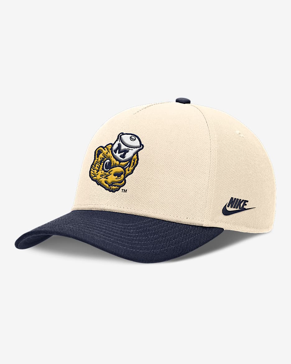 Michigan Primetime Rise Academic Men's Nike Dri-FIT College Adjustable Hat - Natural