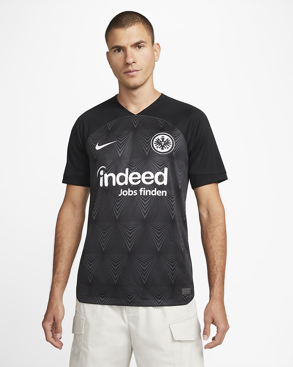Eintracht Frankfurt 2022/23 Stadium Away Nike Dri-FIT-fodboldtrøje til mænd - sort/Anthracite/hvid