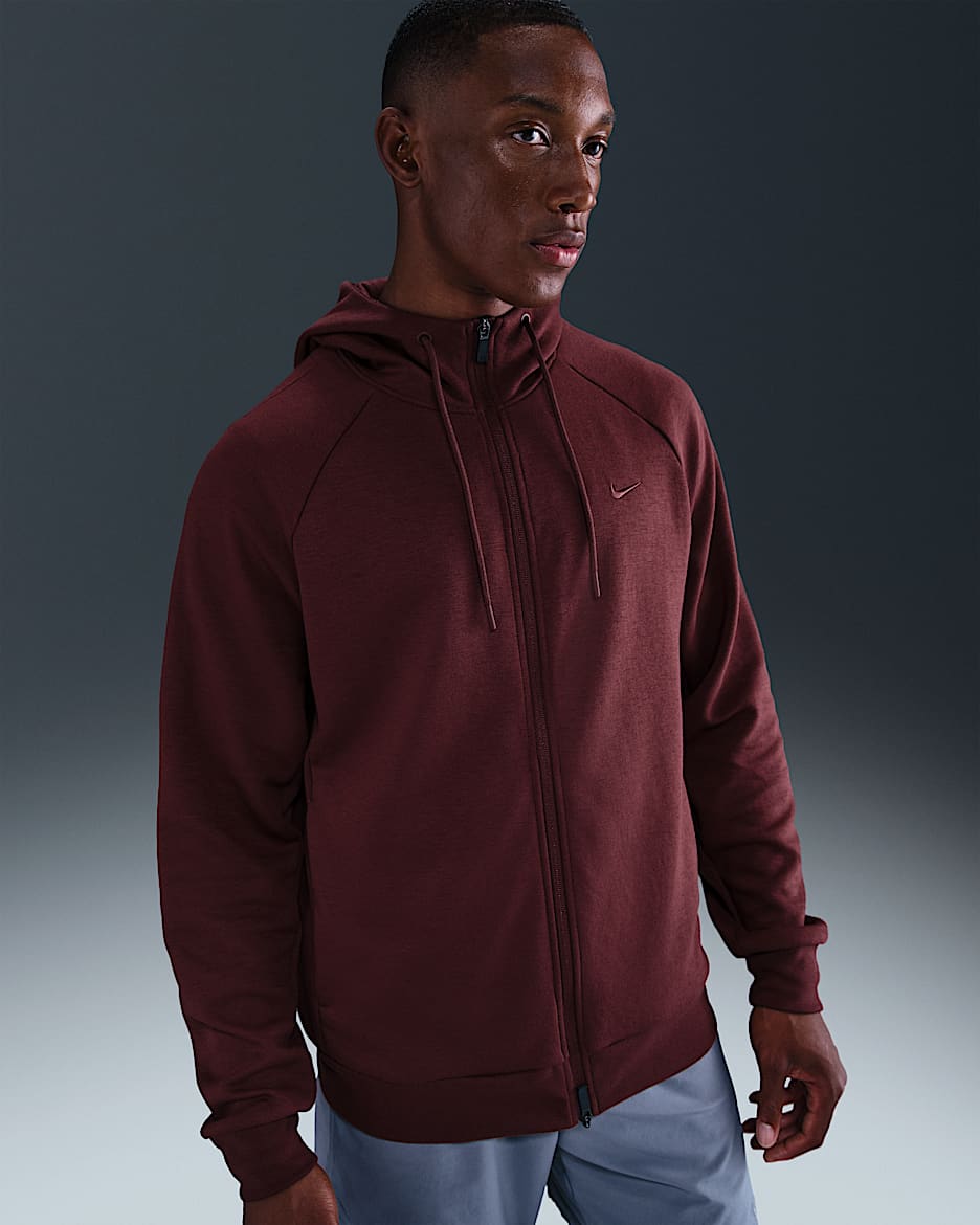Nike Primary Fleece Men's Dri-FIT UV Full-Zip Performance Hoodie - Dark Team Red/Dark Team Red