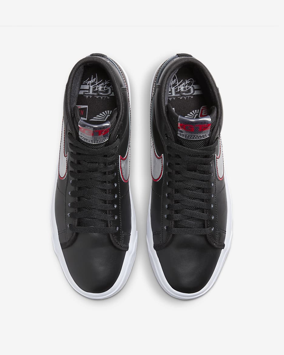 Nike Zoom Blazer Mid Pro GT Skate Shoes - Black/University Red/White/Metallic Silver