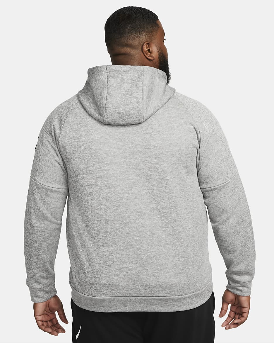 Nike Therma Men's Therma-FIT Full-Zip Fitness Top - Dark Grey Heather/Particle Grey/Black