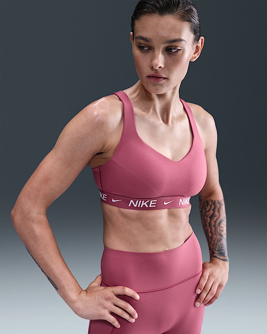 Bra deportivo ajustable acolchado para mujer Nike Indy High Support - Remolacha dulce