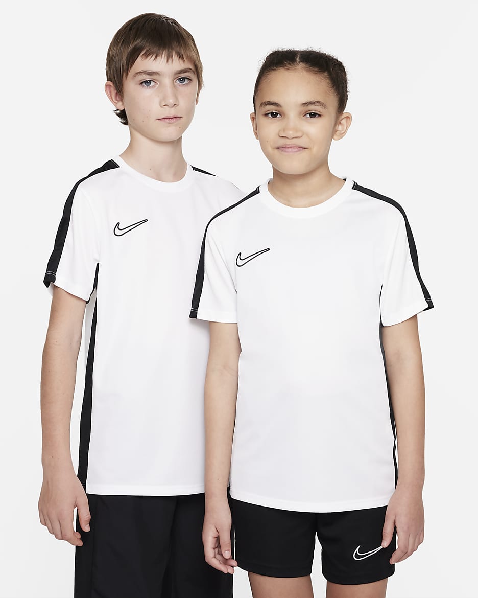 Nike Dri-FIT Academy23-fodboldtrøje til børn - hvid/sort/sort