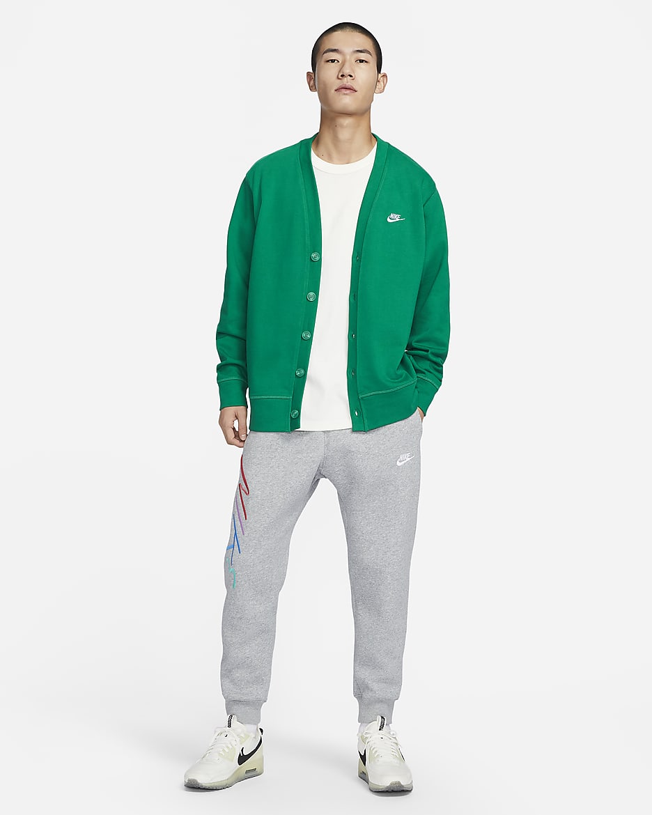 Nike Club Men's Knit Fairway Cardigan - Malachite/White