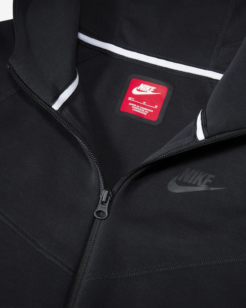 Sweat à capuche et à zip Nike Sportswear Tech Fleece pour Garçon plus âgé (taille élargie) - Noir/Noir/Noir